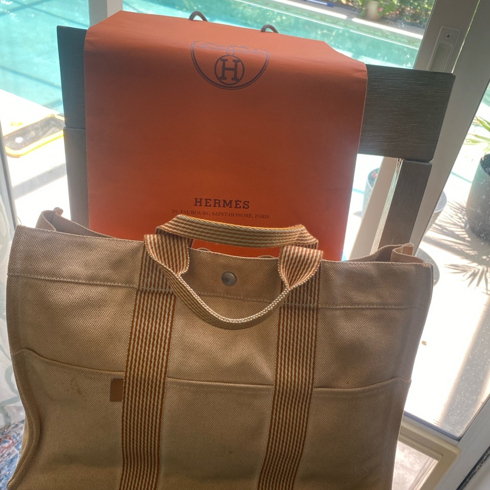 Hermes Tan Canvas Women's Tote